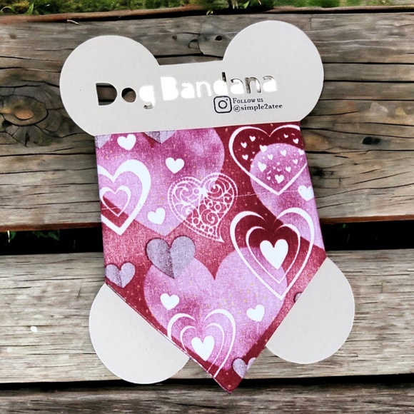 Dog Bandana-Over The Collar Heart Print Pet Bandana Valentine's Day-Dog Mom Gift - Picture 3 of 14